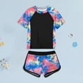 thumbnail image 2 of Taybagh Toddler Swimsuit Girl Color Blocking Printed Swimsuit Short Sleeved Beach Shorts Swimsuit for Girls Surfing and Swimming, 2 of 8