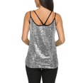 thumbnail image 6 of Xqxayjr Women Summer Spaghetti Strap Sleeveless Sequin Tank Tops Under $5 Going Out Glitter Sparkle Party V Neck Strappy Cami T Shirt Dressy Casual Tee Blouse, 6 of 8