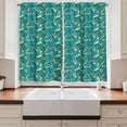 thumbnail image 2 of Ambesonne Exotic Kitchen Curtains, Jungle Foliage Tropic Leaves, 55"x39", Teal Dark Teal, 2 of 3
