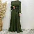 thumbnail image 5 of Elegant Dubai Swing Dress for Women Loose Fit Long Sleeve Round Neck Zipper Front Solid Color Abaya, 5 of 7
