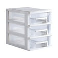 thumbnail image 5 of Caja de almacenamiento tipo cajón de escritorio transparente de 3 capas de plástico Mini organizador de almacenamiento de cosméticos Soporte para artículos diversos (blanco y transparente), 5 of 5