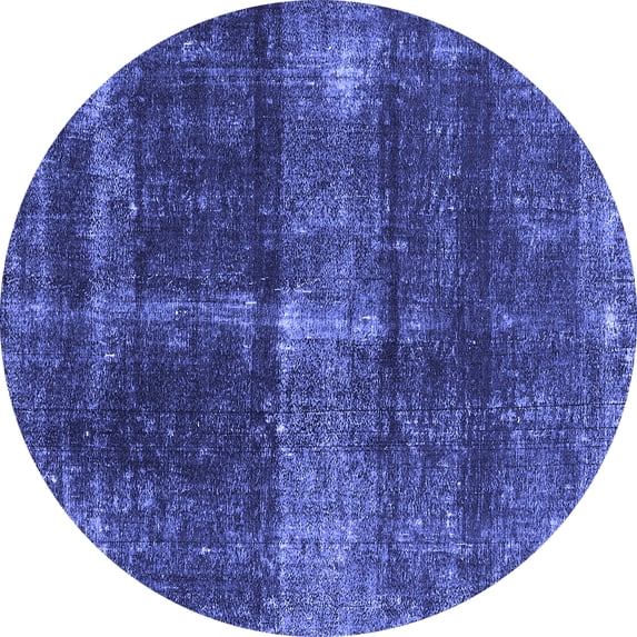 Ahgly Company Machine Washable Indoor Round Oriental Blue Industrial Area Rugs, 3' Round