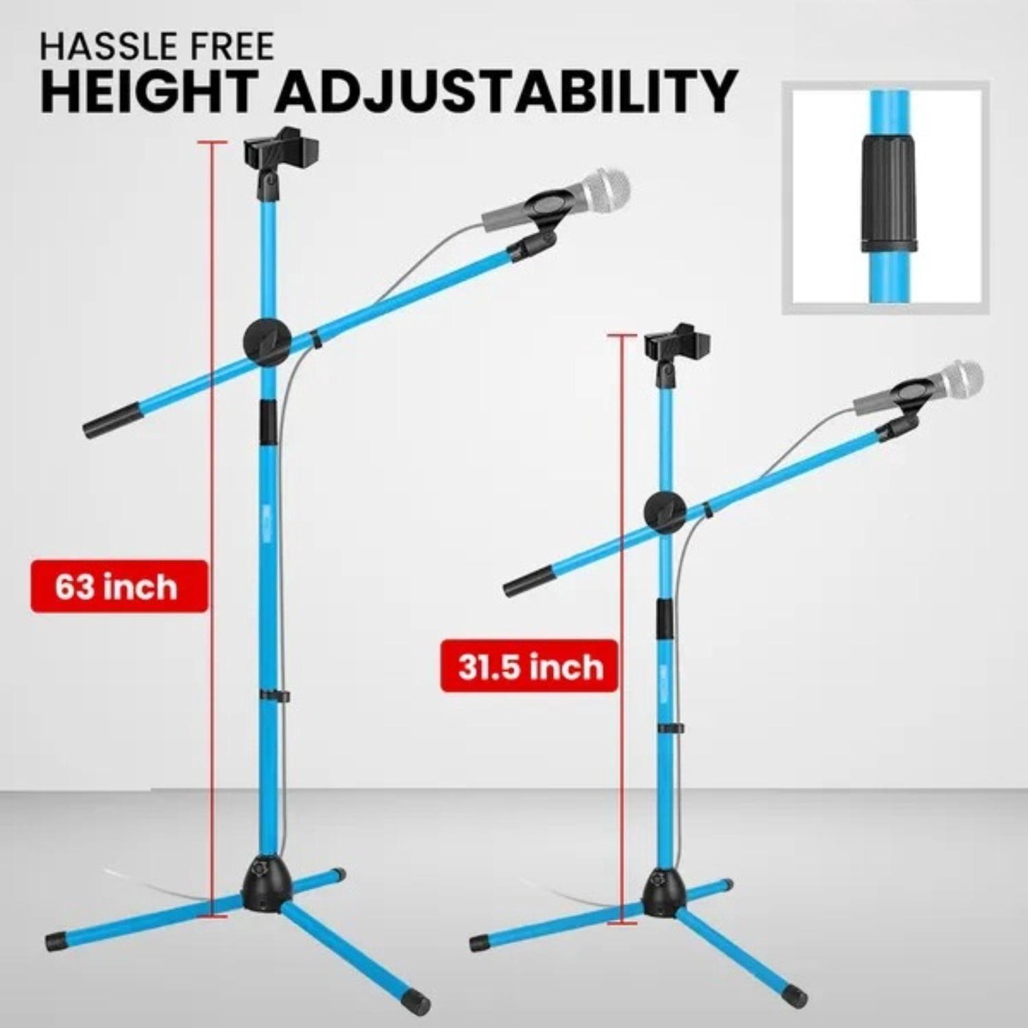 Floor-standing Microphone Stand, Universal Adjustable Tripod Microphone Arm Support, Capable of Holding 2 Microphones, with Adjustable Height. Applicable To Concerts and Recording Studios