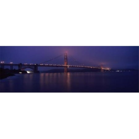 Panoramic Images PPI125177L Suspension bridge lit up at dawn viewed from fishing pier  Golden Gate Bridge  San Francisco Bay  San Francisco  California  USA Poster Print by Panoramic Images - 36 x (Best Pier Fishing In California)