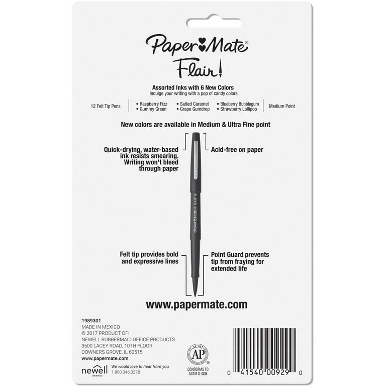 Paper Mate Flair Felt Tip Pens Medium Point (0.7mm) Assorted Candy POP  Colours 24 Count