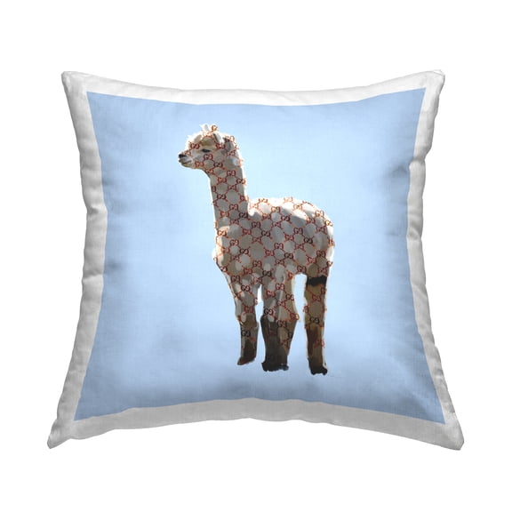 Stupell Industries Blue Fashion Glam Llama Printed Throw Pillow Design by Amelia Noyes