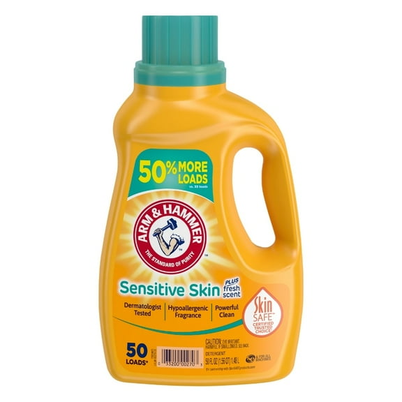 ARM & HAMMER Sensitive Skin Liquid Laundry Detergent (Pack 1) - 50 Loads, 50fl