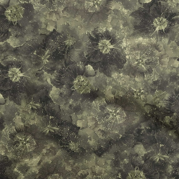 oneOone Polyester Spandex Dark Olive Green Fabric Abstract Floral Sewing Material Print Fabric By The Yard 56 Inch Wide-1ra