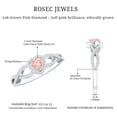 thumbnail image 6 of Rosec Jewels IGI Certified Lab Grown 1 Carat Pink Diamond Heart Engagement Ring with Halo - Pink White Diamond Crossover Ring - with Jewelry Box, 925 Sterling Silver, US 4.00, 6 of 9