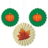 Fall Pumpkins and Leaf Tissue Paper Fan Decorations (3ct)