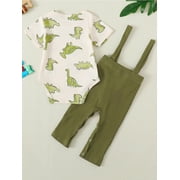CARETOO Newborn Baby Boy Clothes 2Pcs Cotton Fabric Infant Bodysuit Casual Outfits Bib Overall Pants