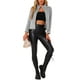 thumbnail image 2 of Chaqueta de forro polar recortada INSPIRE CHIC para mujeres con cuello alto y cierre de piel sintética, 2 of 6