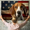 thumbnail image 5 of English Foxhound Dog American Flag Canvas Poster Wall Art Dog Pictures for Wall Decor Red White Blue Flag of USA Patriotic Painting Print for Living Room Bedroom Office, 5 of 5
