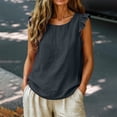 thumbnail image 4 of tarylea Tank Tops for Women Sleeveless Ruffled Shoulder Scoop Neck T-Shirts Casual Loose Summer Plain Tee Tops, 4 of 6