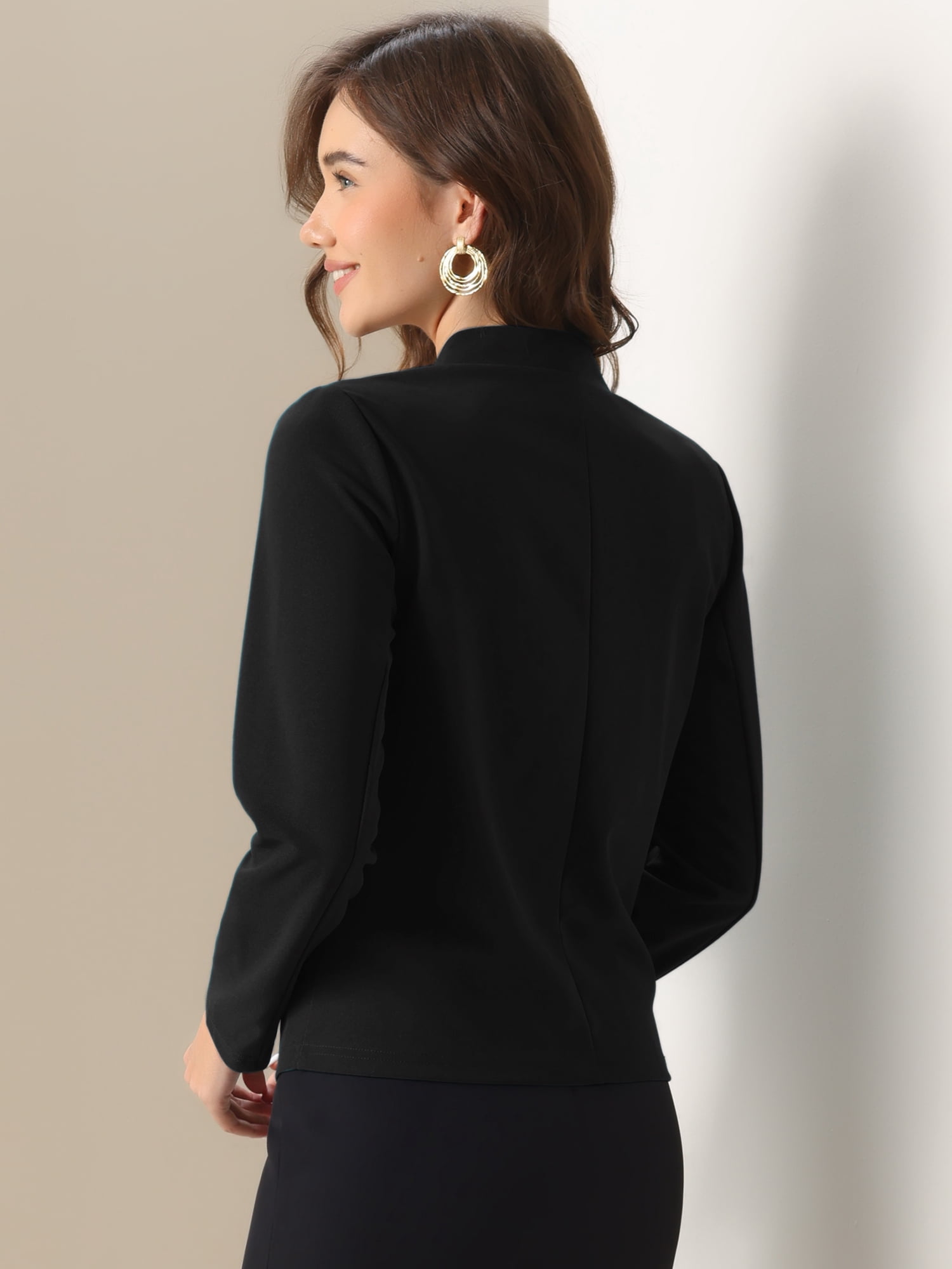 DARING DIVA Women's Notch Collar Long Sleeve Business Casual Open Front Blazer L Black