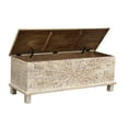 thumbnail image 2 of Solid Wood Ottoman with Lift Top Storage in Weathered Whitewash, 2 of 5