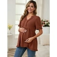 thumbnail image 2 of DARING DIVA Women's Boho Ruffled V Neck Short Sleeve Maternity Tops XXL Brown, 2 of 7