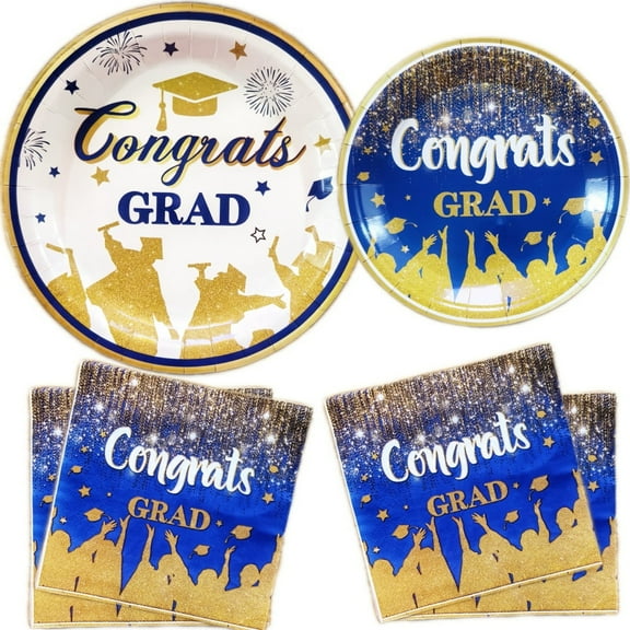20 Guests Graduation Party Plates Napkins Supplies Set Congrats Grad Class of 2025 Disposable Dinnerware Tbeleware Grad Party Decoration Favors