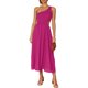 thumbnail image 1 of SAYOO vestidos largos acampanados para mujer 2022, verano sin mangas de un hombro fruncido Color sólido recorte de una pieza SAYOO casual, 1 of 6