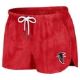 thumbnail image 4 of Women's WEAR by Erin Andrews Red Atlanta Falcons Tie-Dye Cropped Pullover Sweatshirt & Shorts Lounge Set, 4 of 5