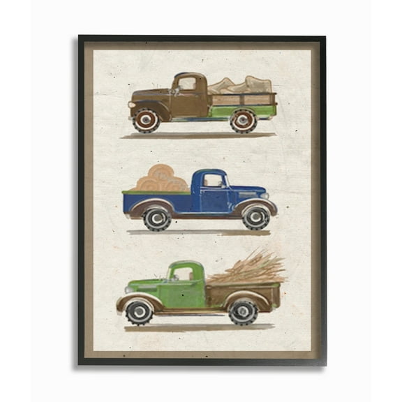 The Stupell Home Decor Collection Vintage Tractor Illustration Framed Giclee Texturized Art, 11 x 1.5 x 14