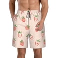 thumbnail image 2 of Uemuo Strawberries Pattern Men's Swim Trunks Hawaiian Beach Bathing Suit Swimsuits Beach Quick-Dry Shorts with Pockets-Medium, 2 of 9