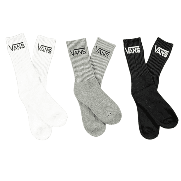 Vans Little/Big Kids Crew Socks 1-6 3 pairs Black/Grey/White