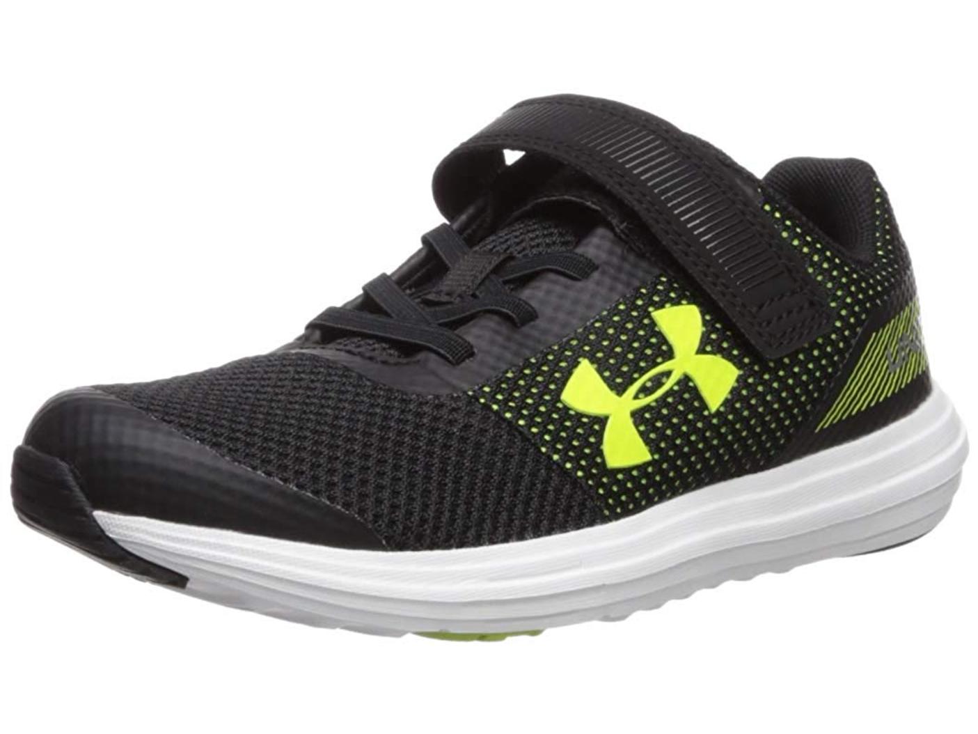 Under Armour Kids Under Armour Boys Surge Fabric, Black (002)/White, Size Little Kid 11.5