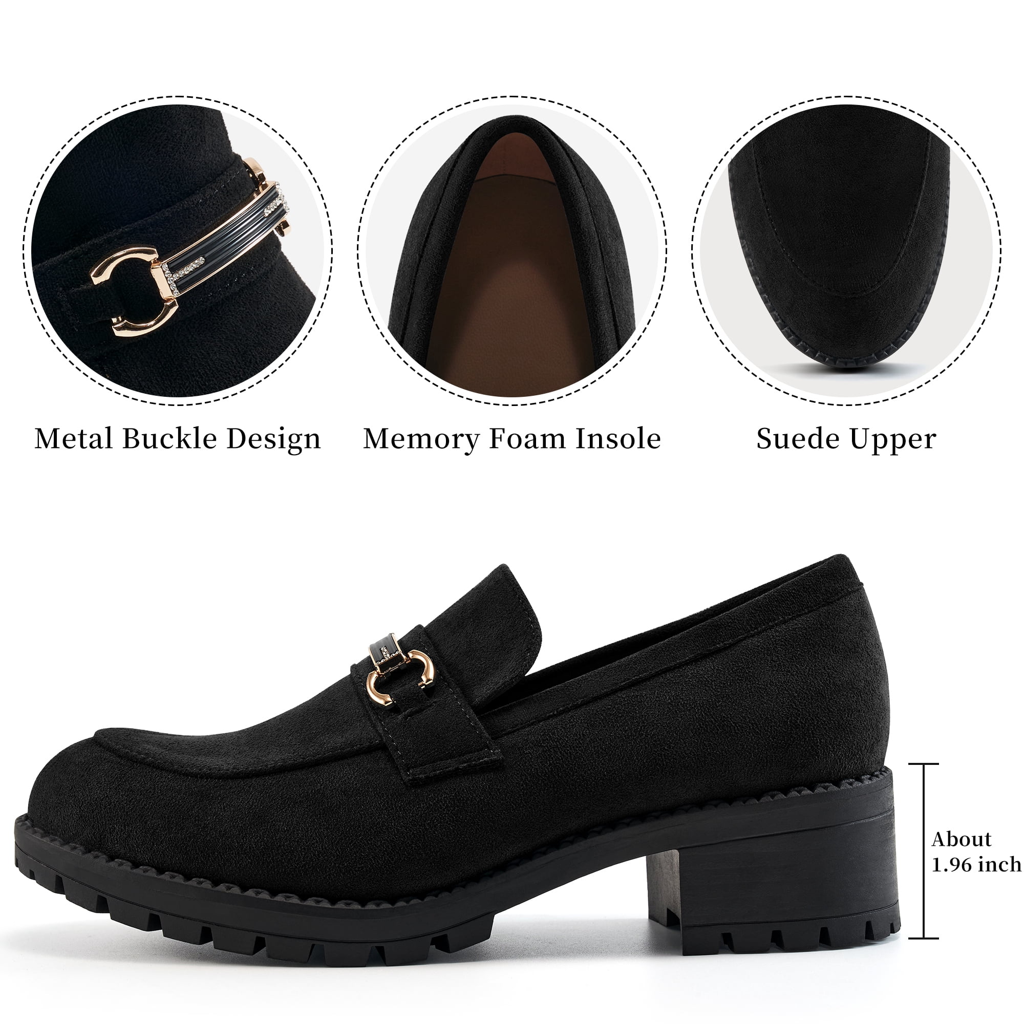 Ecetana Womens Loafers Shoes Platform Chunky Penny Loafer Lug Sole Comfortable Slip On Work Office Business Casual Dress Shoes