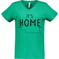 thumbnail image 3 of Inktastic It's Home- State of Nebraska Outline Distressed Text Women's V-Neck T-Shirt, 3 of 5