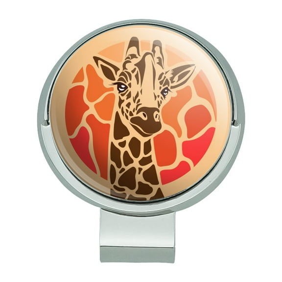 Giraffe Orange Circle Golf Hat Clip With Magnetic Ball Marker