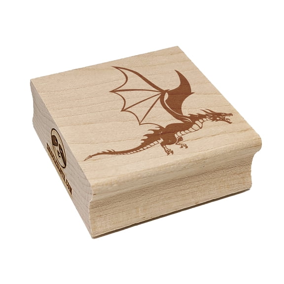 Fierce Flying Dragon Square Rubber Stamp Stamping Scrapbooking Crafting - Small 1.25in