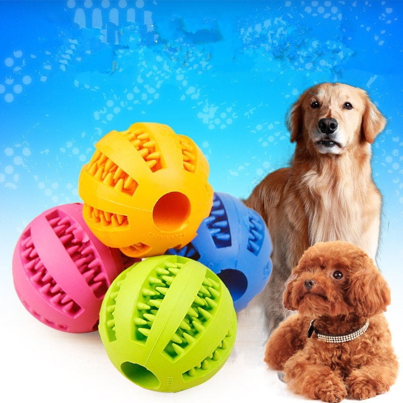 Funny Dog Teeth Rubber Ball Chew Ball Treat Dispenser Puppy Dental Play ...