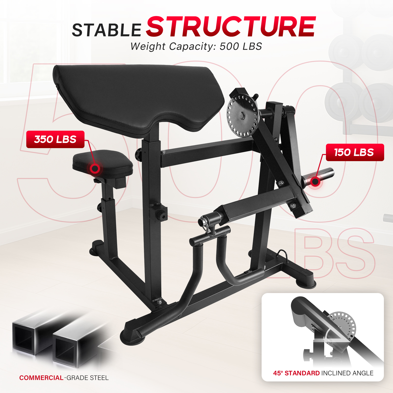 HeeH Preacher Curl Machine Bench : 2-in-1 Bicep Curl & Tricep Extension Machine for Arm Workout Home Gym Equipment (Black)