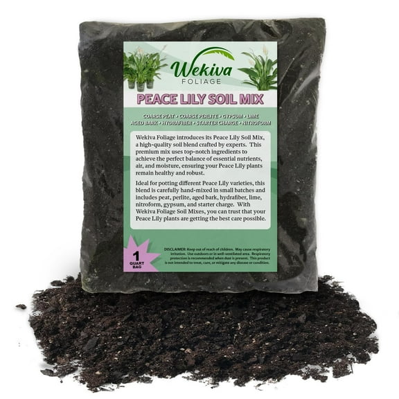 Peace Lily Growing Soil Mix 5 Quarts - Custom Soil Blend Potting Mix for Peace Lily Plants Specially Developed by and for Professional Nursery Growers - Nutrient-Rich Formula