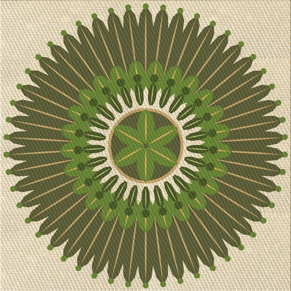 Ahgly Company Machine Washable Indoor Square Transitional Ginger Brown Green Area Rugs, 4' Square
