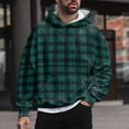 thumbnail image 2 of KDFJPTH Black Hoodie Men Hooded Collar Hoodies Pullover Plaid Print Green Xxxl, 2 of 3