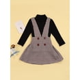 thumbnail image 2 of Kiapeise Toddler Baby Girl 2Pcs Overall Skirt Set Kids Turtleneck Ribbed Shirt Top+Suspender Skirt Dress Fall Winter Outfit, 2 of 9