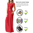 thumbnail image 2 of Cogild Womens Dresses Plain Short Sleeve Crewn Neck Empire Waist Floral Maxi Dress With Pockets, 2 of 6