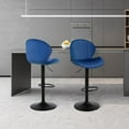 thumbnail image 7 of Modern Bar Stools Set of 3, Velvet Height Adjustable Swivel Barstools, Armless Kitchen Island Counter Chairs with Back & Footrest, Blue, 7 of 7