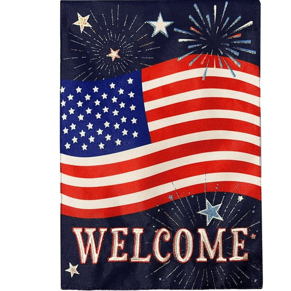Briarwood Lane Everyday 4th of July Burlap House Flag 40x28 For Outdoor Celebrate America For 4th of July House Flag