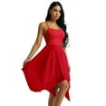 thumbnail image 3 of inhzoy Robe de Danse Lyrique pour Femmes en Chiffon Bretelles Spaghetti Asymétrique Robe de Bal Rouge P, 3 of 8