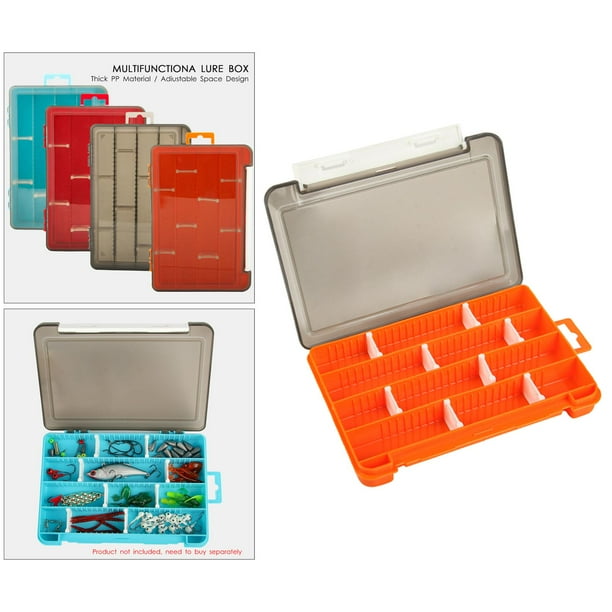 Caja de aparejos de pesca 12 compartimentos cebo transparente extraíble para naranja Cola Estuche de aparejos de pesca