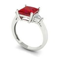thumbnail image 2 of Three-Stone Engagement Ring for Women - 2.32ct Simulated Ruby in 14K White Gold Promise Ring, 2 of 6