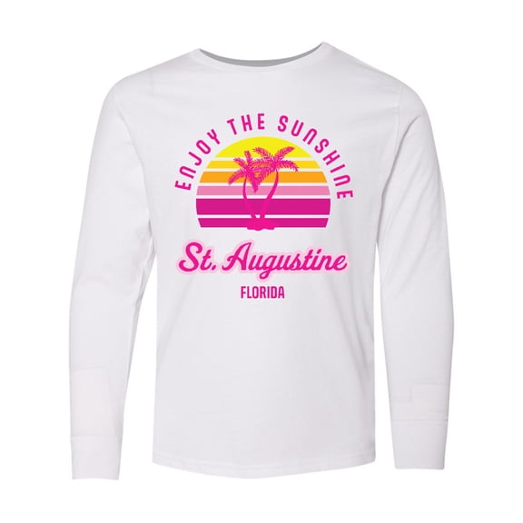 Inktastic Summer Enjoy the Sunshine St. Augustine Florida in Pink Long Sleeve Youth T-Shirt
