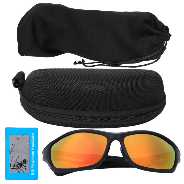 Gafas de sol polarizadas con protección UV para deportes al aire libre, ciclismo, pesca y conducción, marco negro, lentes rojos
