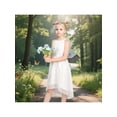 thumbnail image 4 of Sunny Fashion Girls Dress Ivory Halter Textured Dot High Low Back Tie Wedding Birthday Summer 12 Years, 4 of 7