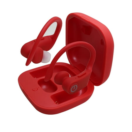Zunammy True Wireless Bluetooth 5.0 Earbuds Earphone Ear Hook With Charging Base - Red