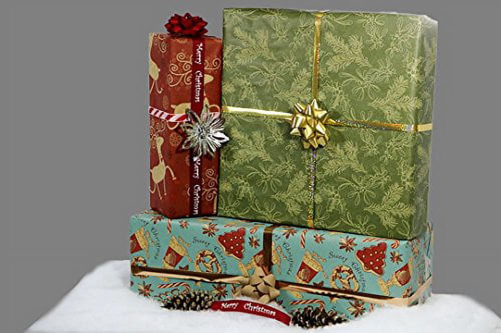 Vintage Prints Christmas Kraft Wrapping Paper Sets (Reindeer-Mistletoe-SodaShoppe on Brown Kraft)