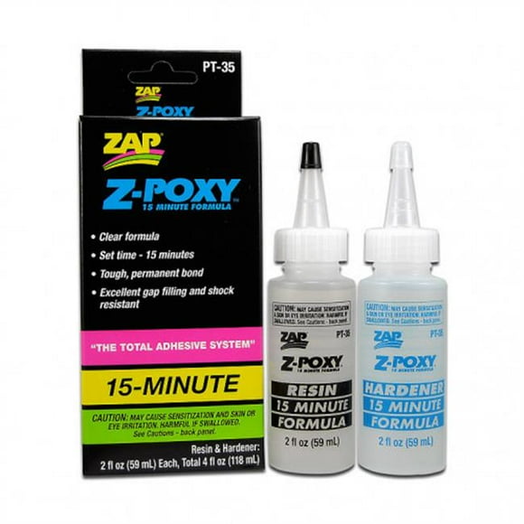 ZAP Glue 4 oz Z-Poxy 15 Minute Epoxy Set